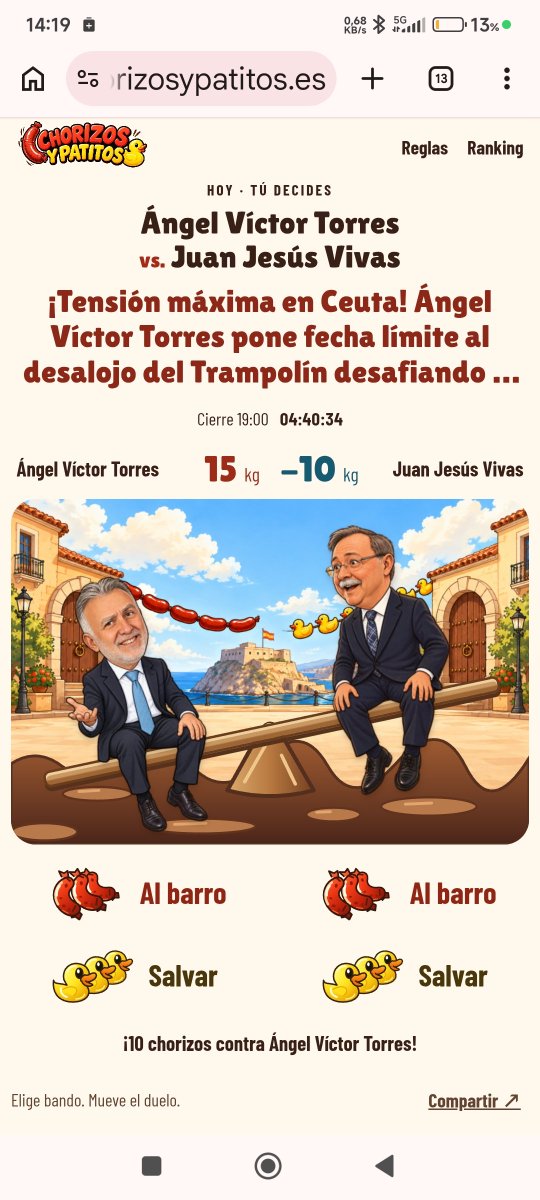 ChoYPatitos's tweet photo. @andrearopero @El_Intermedio @laSextaTV Cuando el debate se pone en modo plató, nosotros lo hemos bajado a lo básico: dos políticos, un balancín y barro.
¿A quién salvas y a quién mandas al barro?
https://t.co/qzC5YrM0DH⁠�
#HumorPolitico #Actualidad https://t.co/rByrVoFIhj