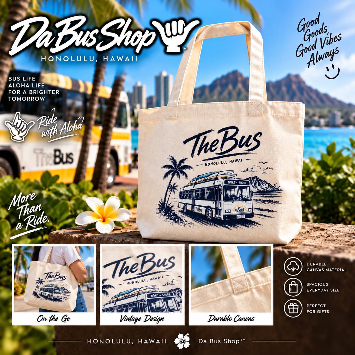 DaBusShop's tweet photo. 🚌TheBus Hawaii Vintage Canvas Tote Bag
ハワイのバスとノースショアの風景をヴィンテージタッチで描いた、Da Bus Shop™ オリジナルキャンバストートバッグ。
#DaBusShop #TheBus #Honolulu #Hawaii #NorthShore #HawaiiLife #CanvasTote #ToteBag #ハワイ #ホノルル #ハワイ好き #トートバッグ https://t.co/RFo0NoBrby
