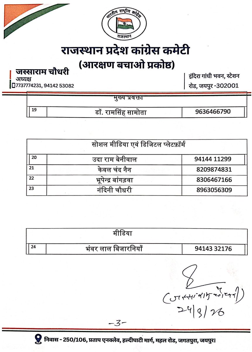 Khalbaali's tweet photo. राजस्थान कांग्रेस के "आरक्षण बचाओ प्रकोष्ठ" की कार्यकारिणी।

मुझे लगता है कि इस कार्यकारिणी में अशोक गहलोत जी को चेयरमैन और सचिन पायलट जी को उपाध्यक्ष बनाना चाहिए था, दोनों ने आज तक आरक्षण पर अपनी जुबान नहीं खोली है, अभी हाल में ही निकाय और पंचायत चुनाव में लॉटरी आरक्षण में वंचित वर्गों के साथ हुए कुठाराघात पर भी मुंह नहीं खोला था।

मुझे लगता है कि यहां गहलोत और पायलट को आरक्षण बचाओ प्रकोष्ठ की जिम्मेदारी देकर उन्हें जिम्मेदार बनाया जा सकता था 🙂
