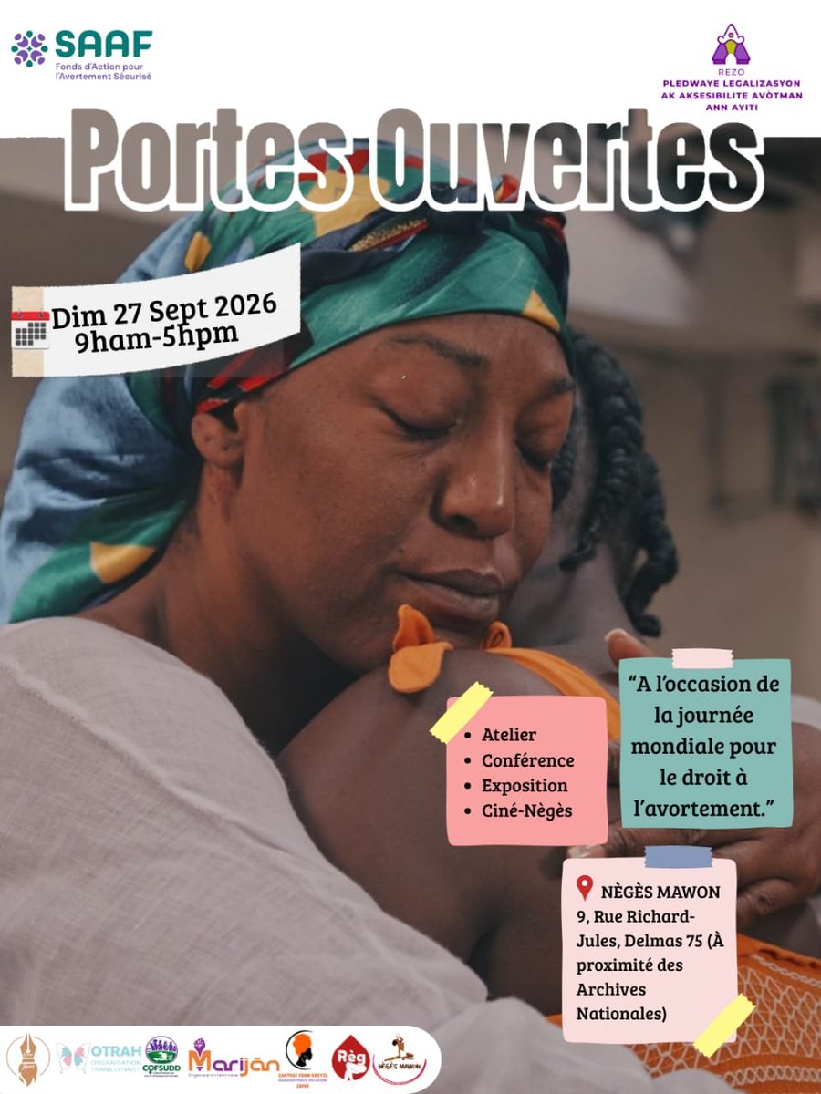 Neges_Mawon's tweet photo. En prélude à la Journée mondiale pour le droit à l'avortement, le Réseau de Plaidoirie pour la Légalisation et l'Accessibilité de l'Avortement en Haïti (PLAAN) organise une journée portes ouvertes aux locaux de NÈGÈS MAWON.
#mybody #mychoice #myrights #recuperenoscorps https://t.co/lUZdqoduop