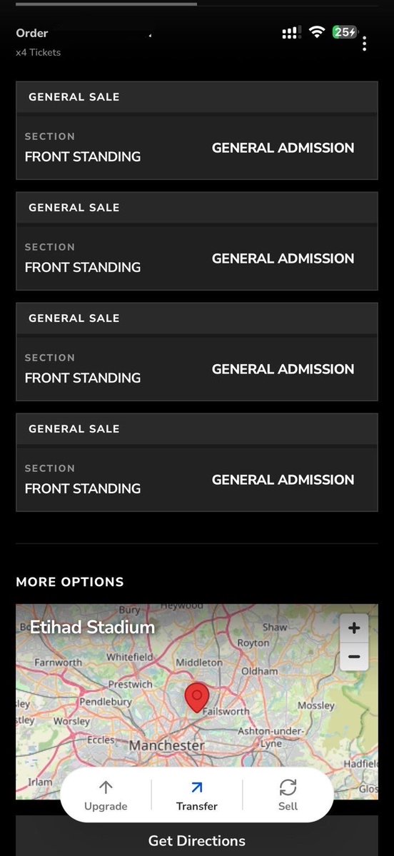 mmaamZn's tweet photo. @JustinBeale70 Hi everyone! I have 4 extra  tickets available for sale for the Oasis Live ‘27 at Manchester, United Kingdom Etihad Stadium 
I accidentally purchased more tickets than needed during the rush, so I'm looking to sell the extras.
Send me a dm if you are interested
#oasistickets https://t.co/2Lhw5KQgWm