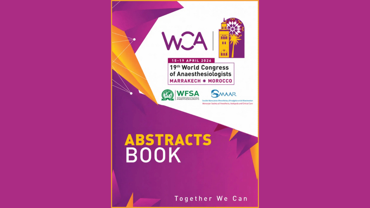 wfsaorg's tweet photo. 📚 The WCA2026 Abstract Book is now available!
🔗: https://t.co/Uid8eK4v5G

Explore the abstracts presented at the 19th World Congress of Anaesthesiologists in Marrakech, bringing together research, innovation and clinical practice from across the global anaesthesiology community.