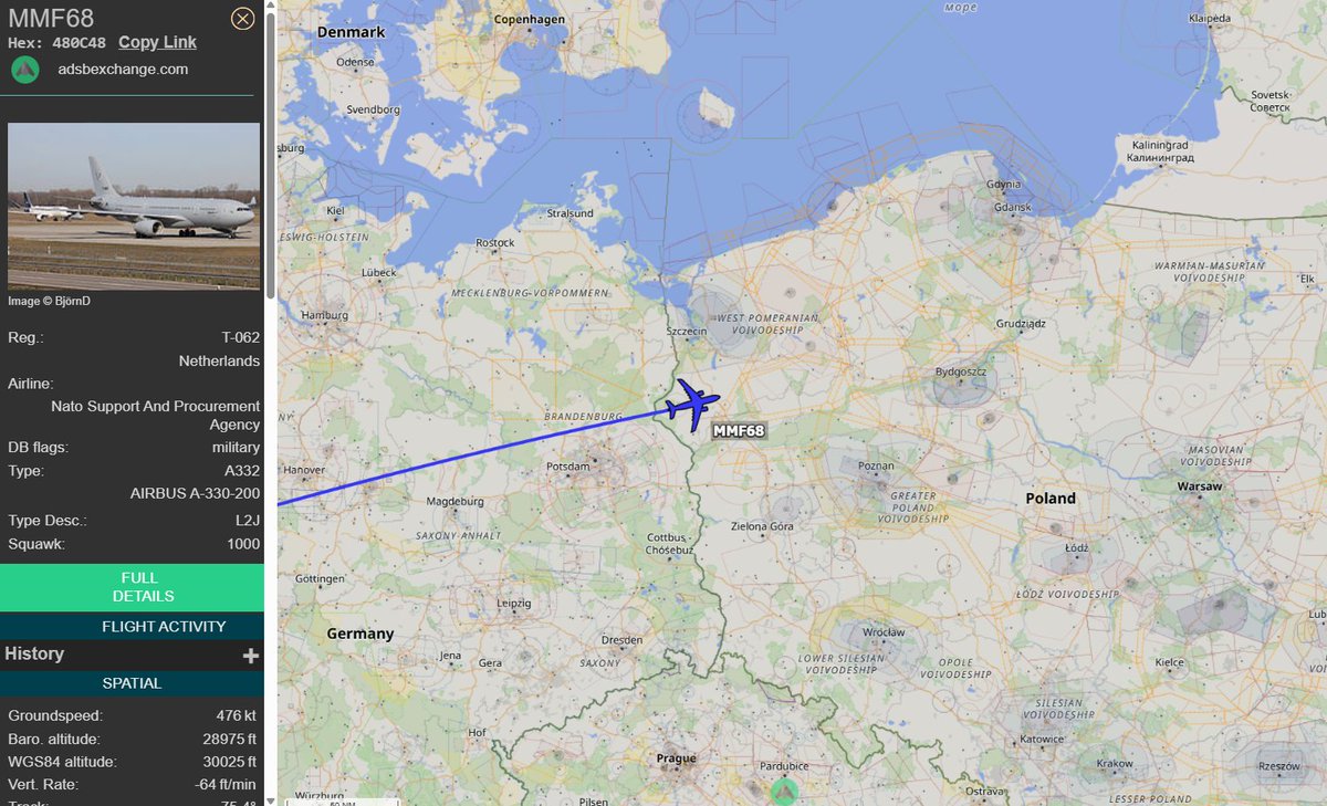 PolishMilRadar's tweet photo. 📅 25.09 🕒 11:47LT - ✈️ A330 MRTT tranzytem na Litwę 🇱🇹
🌍 Multinational Multi-Role Tanker Transport Fleet (MMF)
✈️ #MMF68 Airbus A330-243MRTT | Reg: T-062
🛫 Baza Lotnicza Eindhoven #EHEH 🇳🇱
🛬 Kowno #EYKA 🇱🇹
🔗 https://t.co/B6oT70YK4F
#POLMILRADAR https://t.co/51SZXUFtry