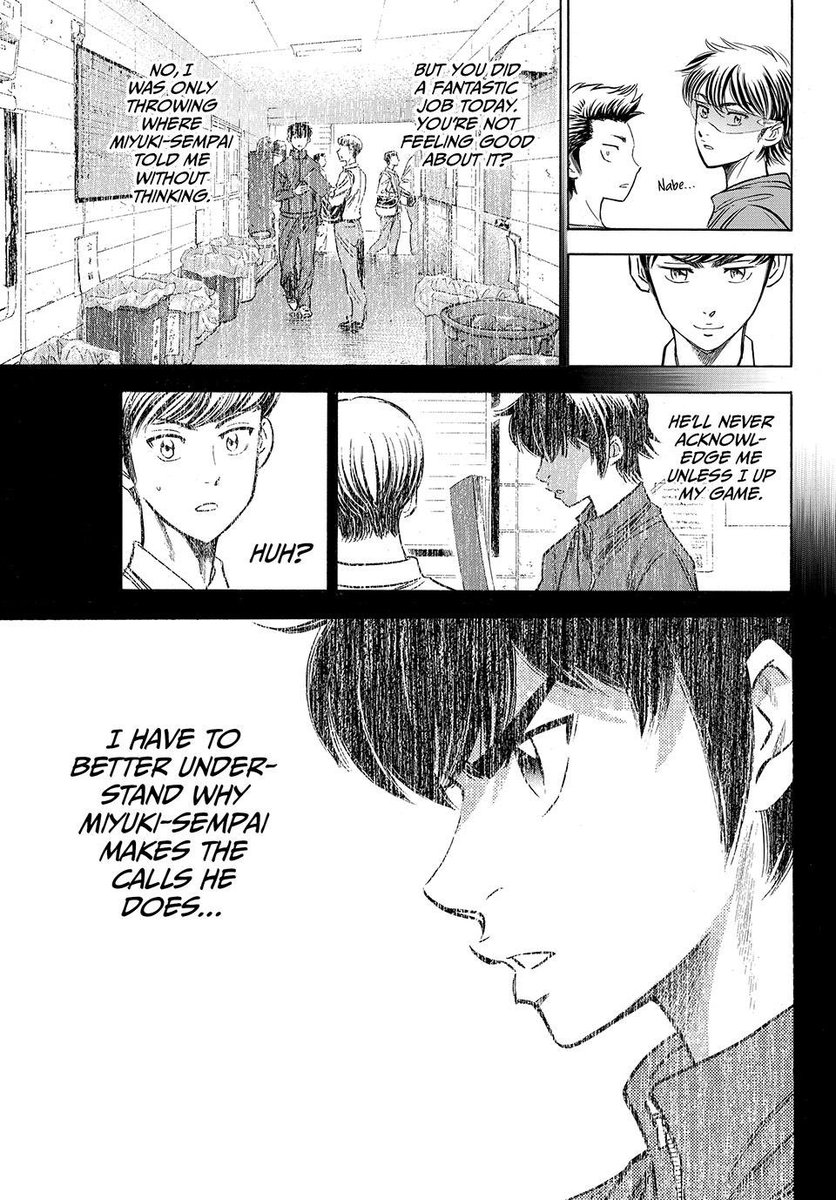 e1junz's tweet photo. how soul-stirring it must’ve been for miyuki to finally have someone who doesn’t just follow his calls, but also meets him halfway by understanding what those calls mean. i know he was thrilled after hearing about eijun’s intentions. it must’ve felt like receiving a love letter. https://t.co/WYd0wTAxVC