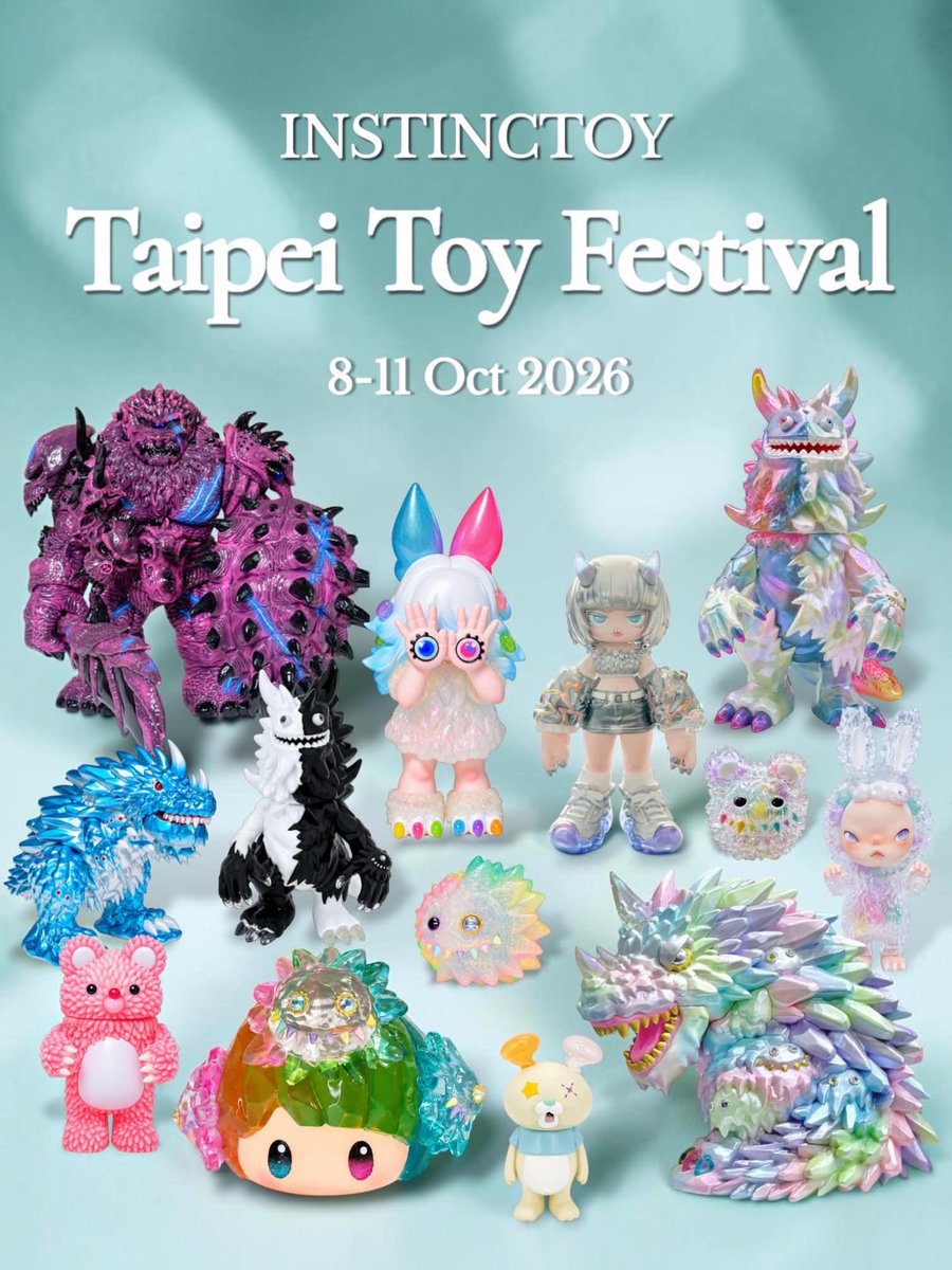 INSTINCTOY's tweet photo. 【TTF 2026 出展・販売情報】10月8日〜11日
今年もINSTINCTOYは、台北トイフェスティバル（TTF 2026）の別館エリアにて単独出展いたします！
新作やコラボ作品、アート作品など、多彩なラインナップを展示・販売予定です。
販売商品・販売方法の詳細はINSTINCTOY BLOGをご覧ください。
皆様のご来場を心よりお待ちしております！
→https://t.co/XFL4TGpwZm

【TTF 2026 Exhibition & Sales】Oct 8–11
INSTINCTOY is returning to Taipei Toy Festival 2026 with our own exclusive space in the Annex area!
Discover our latest releases, collaborations, and art pieces, all on display and available for purchase.
For the full product lineup and sales details, please visit the INSTINCTOY BLOG.
We look forward to seeing you at TTF 2026!
→https://t.co/7jbAwkwXkx

【TTF 2026 展出及販售資訊】10月8日至11日
今年INSTINCTOY將再次於台北國際玩具創作大展（TTF 2026）別館設立專屬獨立展區！
現場將展出及販售多款全新作品、聯名系列及藝術創作。
完整商品資訊及販售方式，請至INSTINCTOY BLOG查看。
期待在TTF 2026與大家見面！
→https://t.co/fi4rr8rGmc

#INSTINCTOY #TaipeiToyFestival #TTF2026