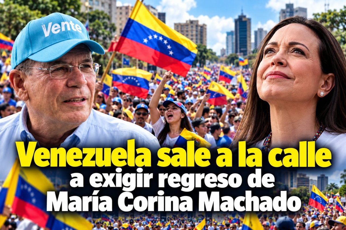 omargonzalez6's tweet photo. ¡Venezuela está en la calle exigiendo respeto! ¿Quién impide el regreso de María Corina Machado? ¡Que dé la cara! Siete intentos frustrados y un derecho pisoteado. ¡Nada puede estar por encima de la libertad! https://t.co/kGA8vFLfQc