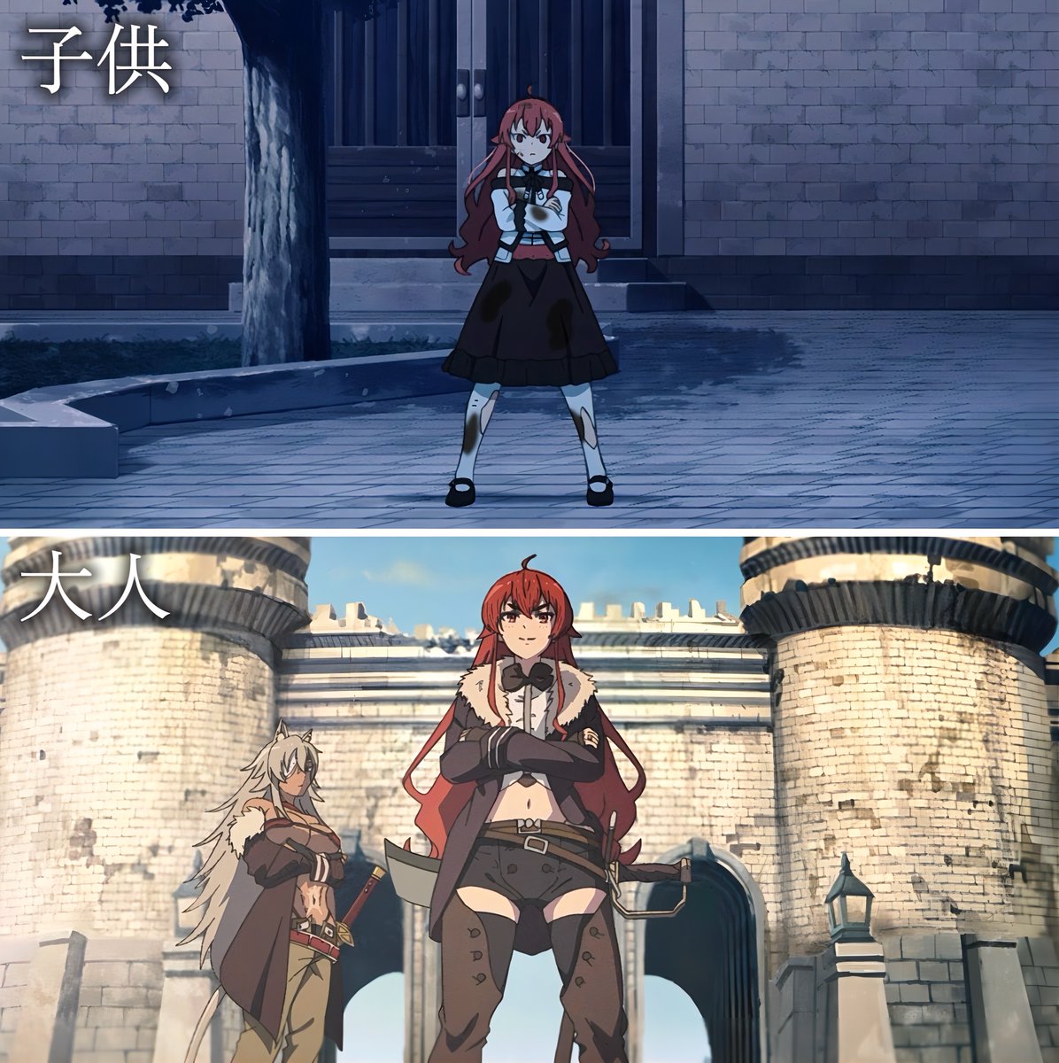 anime_nanashi's tweet photo. 無職転生  エリスの成長↓↓ https://t.co/b4vZSWFEq3