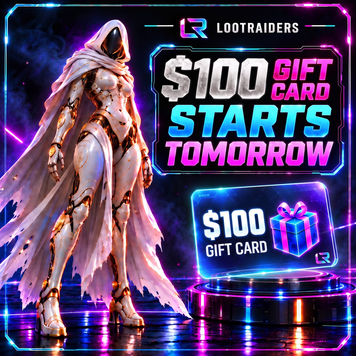 LootraidersEOAS's tweet photo. 👀 TOMORROW: $100 Gift Card!

The week's biggest draw closes tomorrow, Sun, Sep 27 at 13:00 UTC.

Stack your tickets while there's time. 🎟️