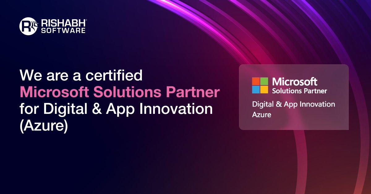 RishabhSoft's tweet photo. Another milestone in our Microsoft journey.
Rishabh Software is now a Microsoft Solutions Partner for Digital & App Innovation (Azure) our third Microsoft Solutions Partner designation.
Know More: https://t.co/irU6cZrViL
#Microsoft #Azure #RishabhSoftware https://t.co/UyyJPI8Dlw
