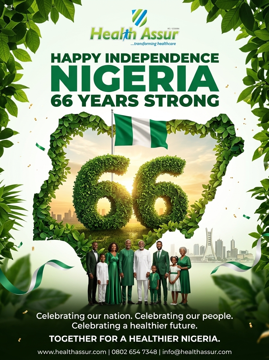 healthassur's tweet photo. Today, we celebrate Nigeria. ๐ณ๐ฌ
66 years strong, with even brighter and healthier days ahead. ๐
#NigeriaAt66 #HappyIndependenceDay #HealthAssur #ProudlyNigerian #StrongerTogether https://t.co/Iq5sqgVvxW