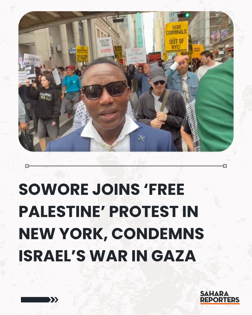 SaharaReporters's tweet photo. Sowore Joins ‘Free Palestine’ Protest In New York, Condemns Israel’s War In Gaza | Sahara Reporters       https://t.co/U7kOmmeoSk https://t.co/u7xAdzGAfA