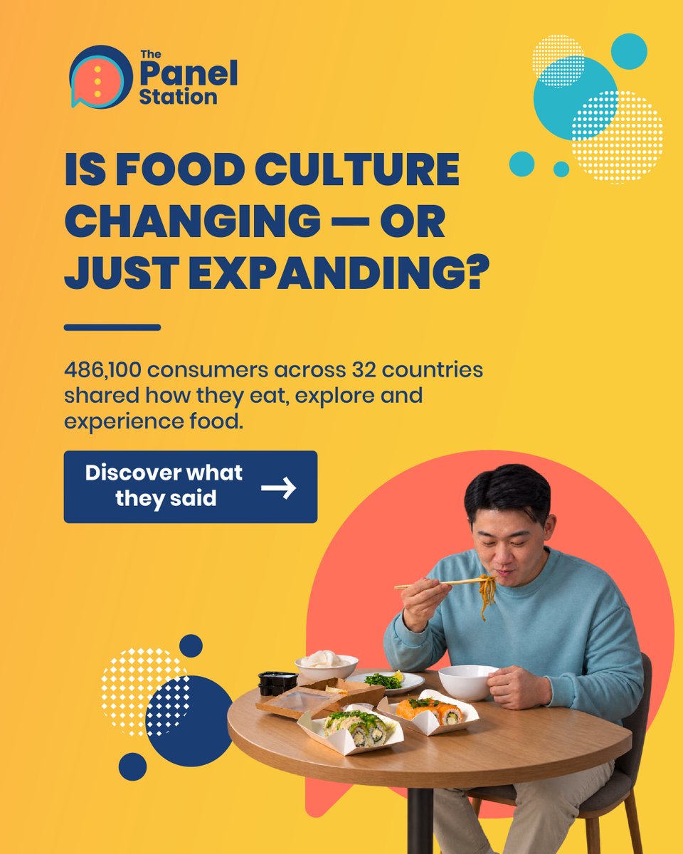 StationPanel's tweet photo. From comfort food to new flavours, our relationship with food is evolving. 🍴
Discover what 486,100 people across 32 countries said → https://t.co/YZv3DIvUsd https://t.co/iqETxTt01p