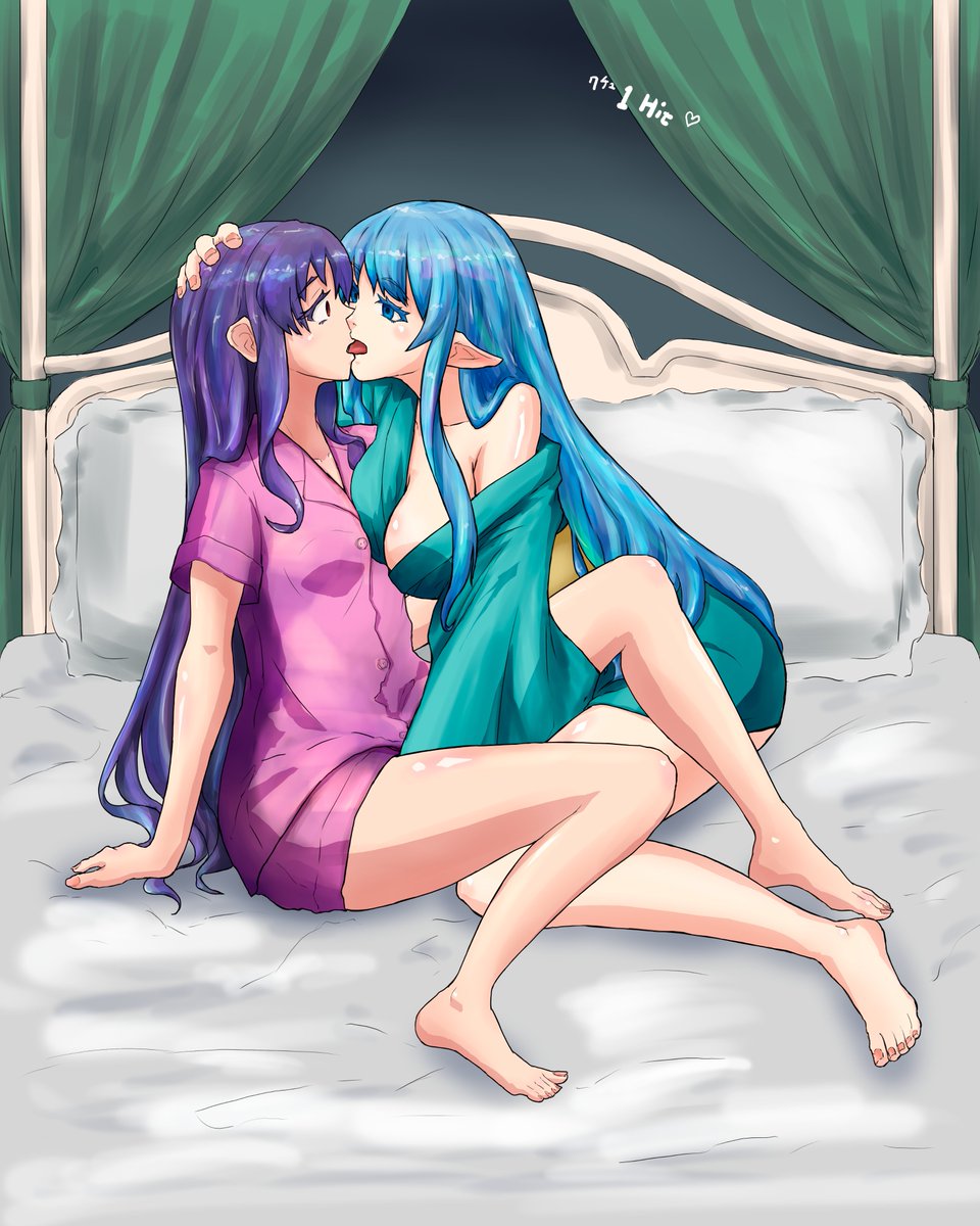 kiyoxr's tweet photo. 依頼者のnenoさん（@anrimamamayu）が、5枚全部公開しても一向に構いませんよとおっしゃってくださったので、先日のマリーがユッカにキスされて凍りついてるイラスト、差分含めたもの全部公開しますね😊

百合 凍結（氷漬け） https://t.co/ZHJIcMm1FJ