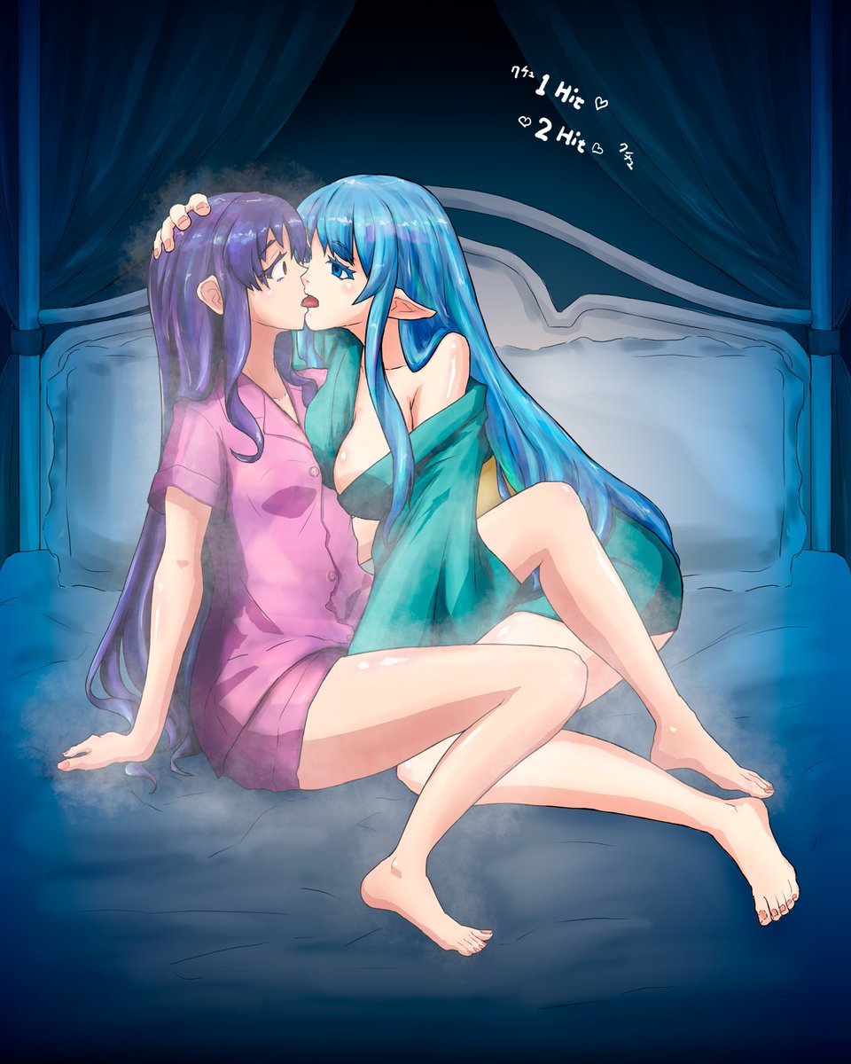 kiyoxr's tweet photo. 依頼者のnenoさん（@anrimamamayu）が、5枚全部公開しても一向に構いませんよとおっしゃってくださったので、先日のマリーがユッカにキスされて凍りついてるイラスト、差分含めたもの全部公開しますね😊

百合 凍結（氷漬け） https://t.co/ZHJIcMm1FJ