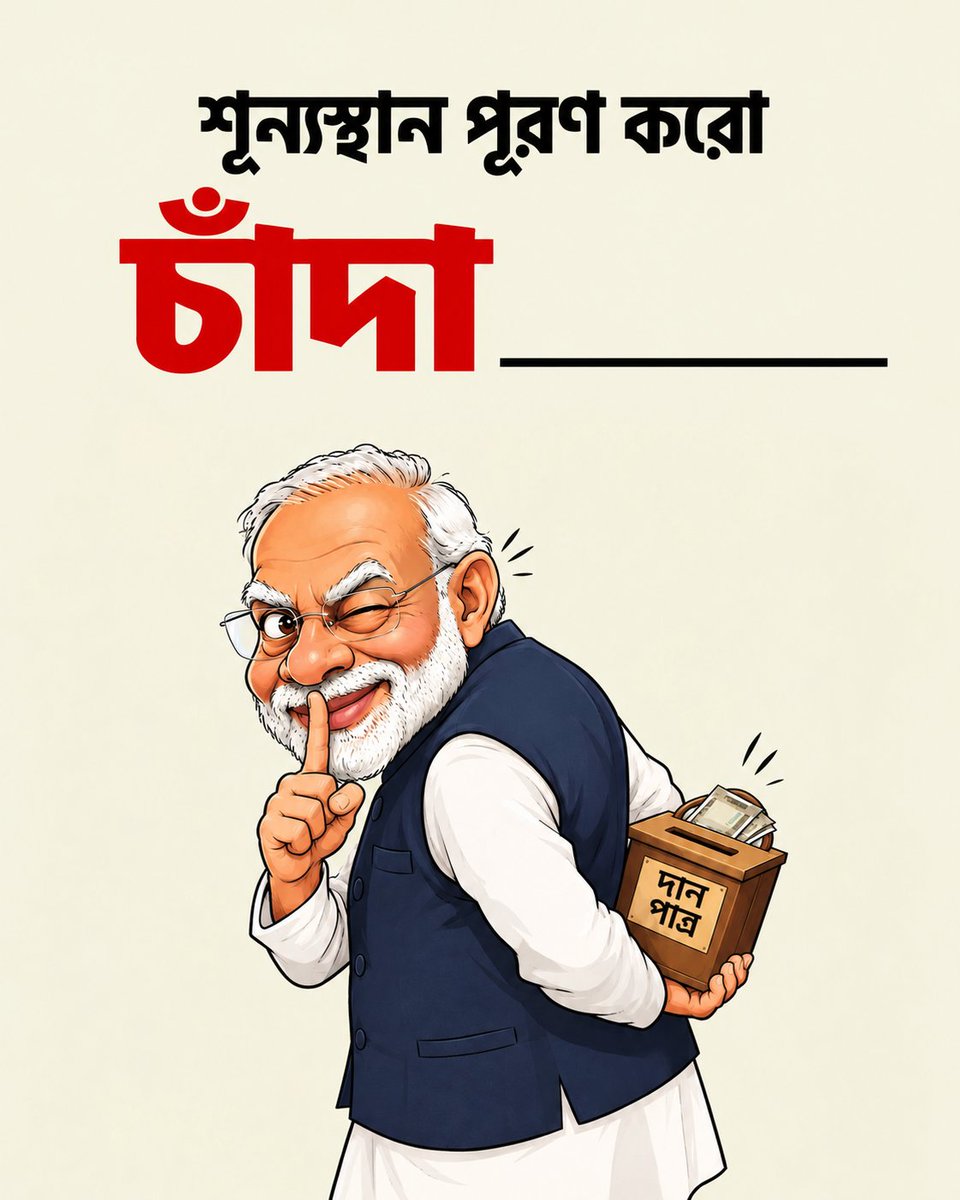 AamAadmiPartyWB's tweet photo. সবাই কমেন্টে শূন্যস্থান পূরণ করুন....
চাঁদা ______ https://t.co/WWaQ1ok8Cm