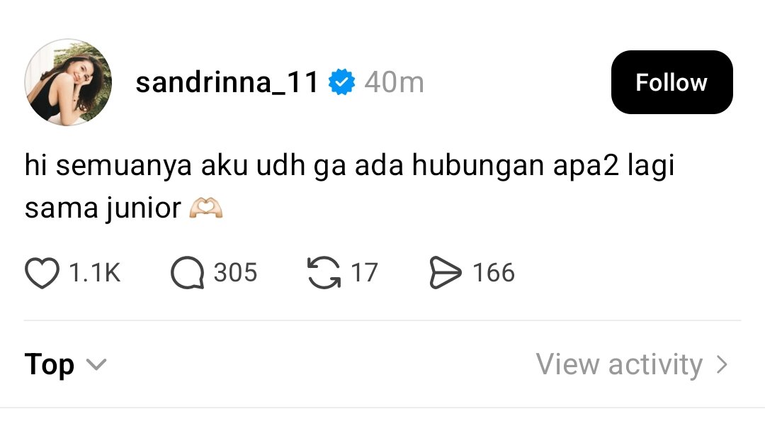 gummiesynn's tweet photo. Sandrina menginfokan bahwa sudah putus dengan junior 🥳 https://t.co/Eh1830GEWH