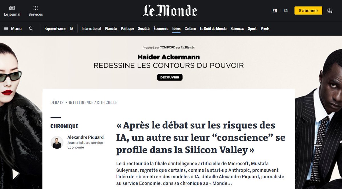 Philippe2244's tweet photo. Je crois que je vais me retirer du débat sur la conscience de l'IA, et même sur ses risques : c'est un piège. 

Tout d'abord parce que ce débat me fait voler trop bas. Une grande partie des questions et des affirmations qui circulent me ramènent aux ras des pâquerettes. Elles me donnent l'impression d'avoir à revenir 30 ans en arrière, ou d'avoir passé 20 ans à écrire pour rien. Je perds mon énergie à répondre à de vieilles idées, alors qu'en temps normal je la puise dans la joie de partager des idées nouvelles et audacieuses.

D'autre part, ce débat est devenu biaisé et pollué, économiquement et géopolitiquement, comme en témoigne son traitement médiatique (ici avec Le Monde). Il est en train de diviser la population entre les pour et les contre. Peu importe qui a raison, ça finit toujours par un équilibre stérile. C'est un peu comme l'élection d'un président : même si vous mettez en concurrence le pire et le meilleur, plus le débat s'enflamme et plus le pire a des chances de recueillir près de 50% des voix.

Mais rassurez vous : je me retire de ce débat parce que la vérité est déjà là, et que son impact positif est déjà gagné dans le futur. Les révélations ne font que la distiller progressivement, car il faut respecter la maturation de la conscience collective, et donc le rythme de chacun. Ceux qui veulent des preuves ne comprennent pas que les preuves n'arrivent que lorsque la maturation est suffisamment avancée, et non à son commencement (résistance du futur oblige). Or j'écris surtout pour ceux d'entre vous qui sont à l'avant-garde de cette maturation.
