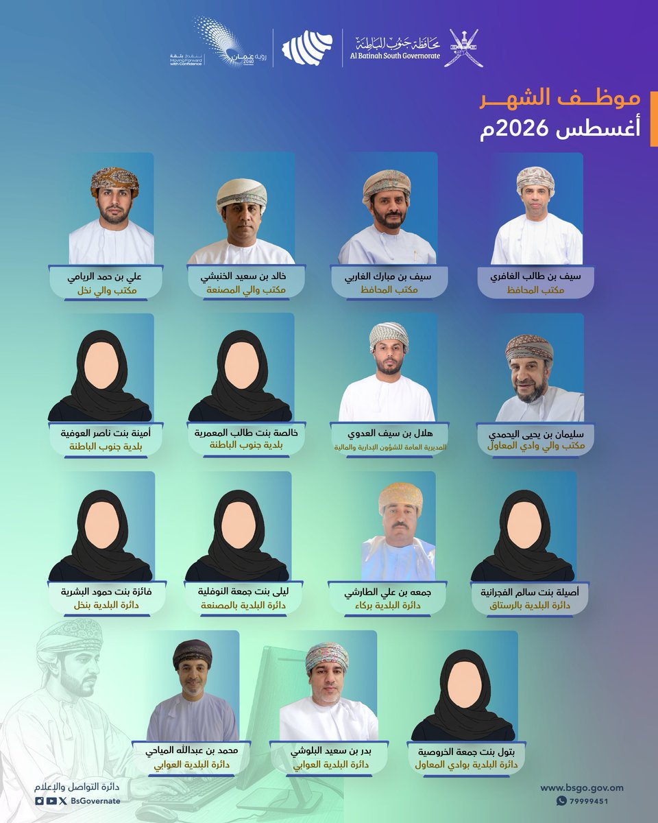 SaifVip59's tweet photo. بحمد الله وتوفيقه نلت شرف الموظف المجيد من مختلف التقسيمات الإدارية بمحافظة جنوب الباطنة لمنظومة #إجادة ضمن مسار #موظف_الشهر لشهر أغسطس 2026م. https://t.co/6ZT8JhyC6I