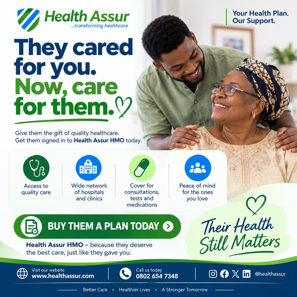 healthassur's tweet photo. They cared for you. Now itโs your turn to care for them. ๐
Give your loved ones the gift of quality healthcare with Health Assur.
#HealthAssur #FamilyHealth #HealthInsurance #HMONigeria #QualityHealthcare https://t.co/DOYcxBOgWG