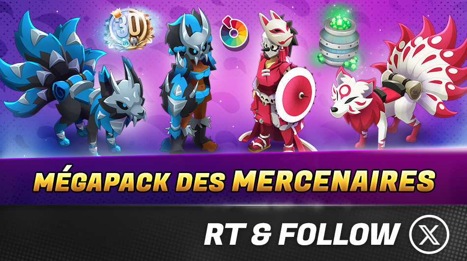 DofusTouch's tweet photo. 🦊 Marquez les esprits et faites-vous remarquer avec un style inimitable grâce au Mégapack des Mercenaires !

🔁 RT + Follow pour tenter de remporter un mégapack des Mercenaires ! https://t.co/ltkYPeTL8j