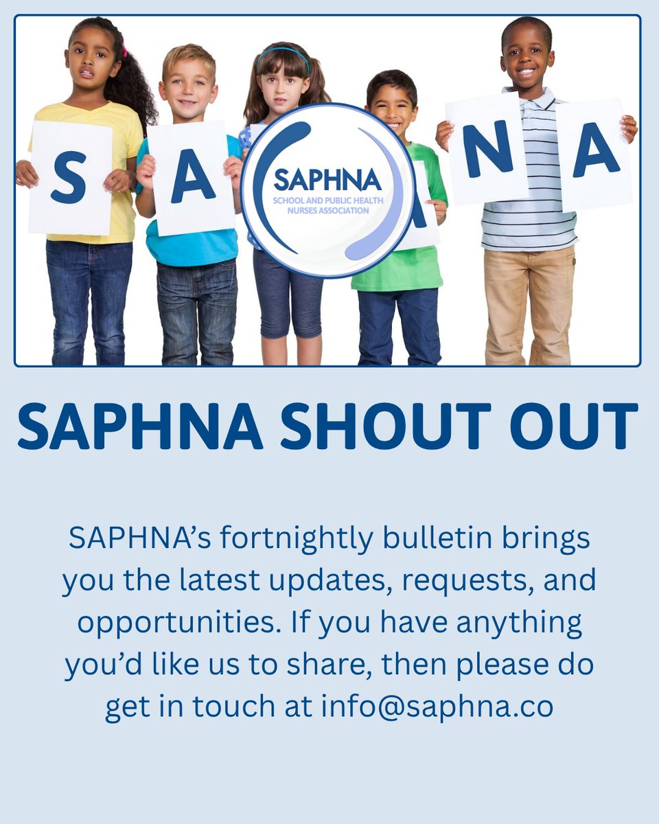 SAPHNAteam's tweet photo. SAPHNA Shout Out is here! Catch up on the latest news, updates, resources and opportunities from across school and public health nursing—all in one place.  https://t.co/hapXMIKVE1 #SchoolNursing #PublicHealth https://t.co/43L2awjlGZ