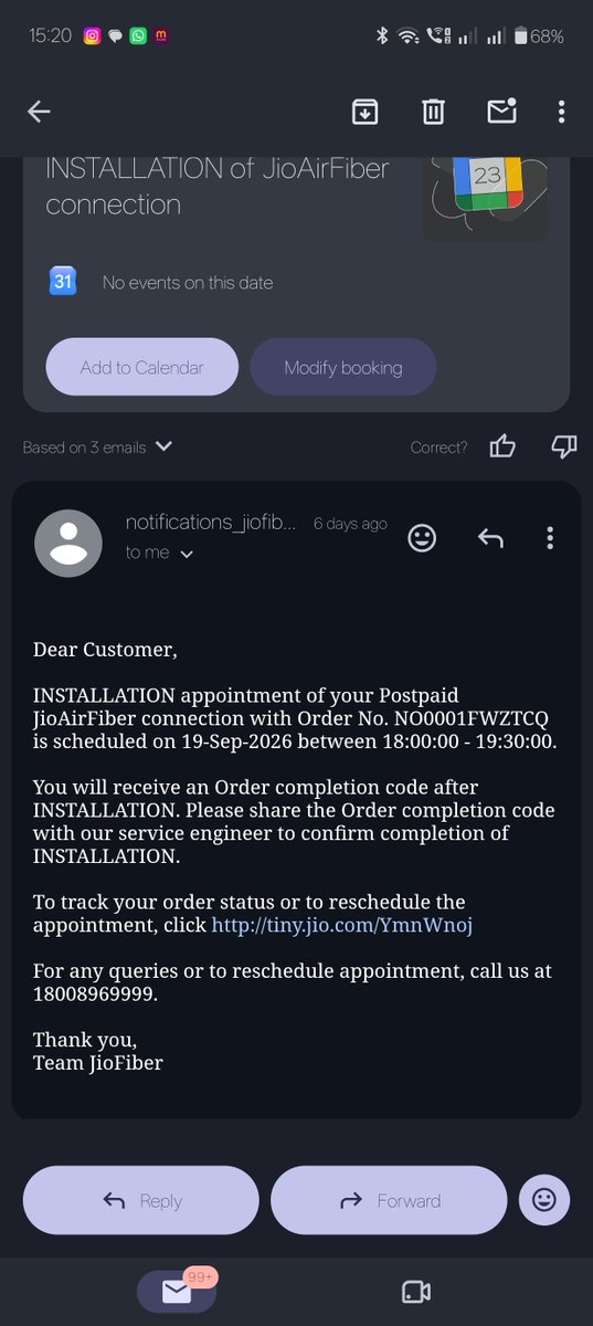 AmanSingj9's tweet photo. @JioCare @reliancejio @JioAirFiber

Extremely disappointing and unacceptable service from Jio!

My Jio AirFiber installation has been scheduled THREE TIMES:

1. 19 September 2026 – 6:00 PM to 7:30 PM
2. 21 September 2026 – 4:00 PM to 5:30 PM
3. 23 September 2026 – Installation appointment scheduled again.

Despite three scheduled appointments, my connection has STILL NOT BEEN INSTALLED.

Today is 25 September, and I am still waiting. No installation team has visited, and nobody from the concerned team has contacted me with a proper update.

This is completely unacceptable. Jio keeps scheduling appointments but fails to deliver its service. How many more days do I have to wait?

I DO NOT WANT A REFUND. I WANT MY JIO AIRFIBER CONNECTION INSTALLED IMMEDIATELY.

@JioCare @reliancejio Please escalate this matter to your senior installation team and arrange installation without any further delay. I expect immediate action, not another false promise or another rescheduled appointment.

#JioAirFiber #Jio #PoorCustomerService