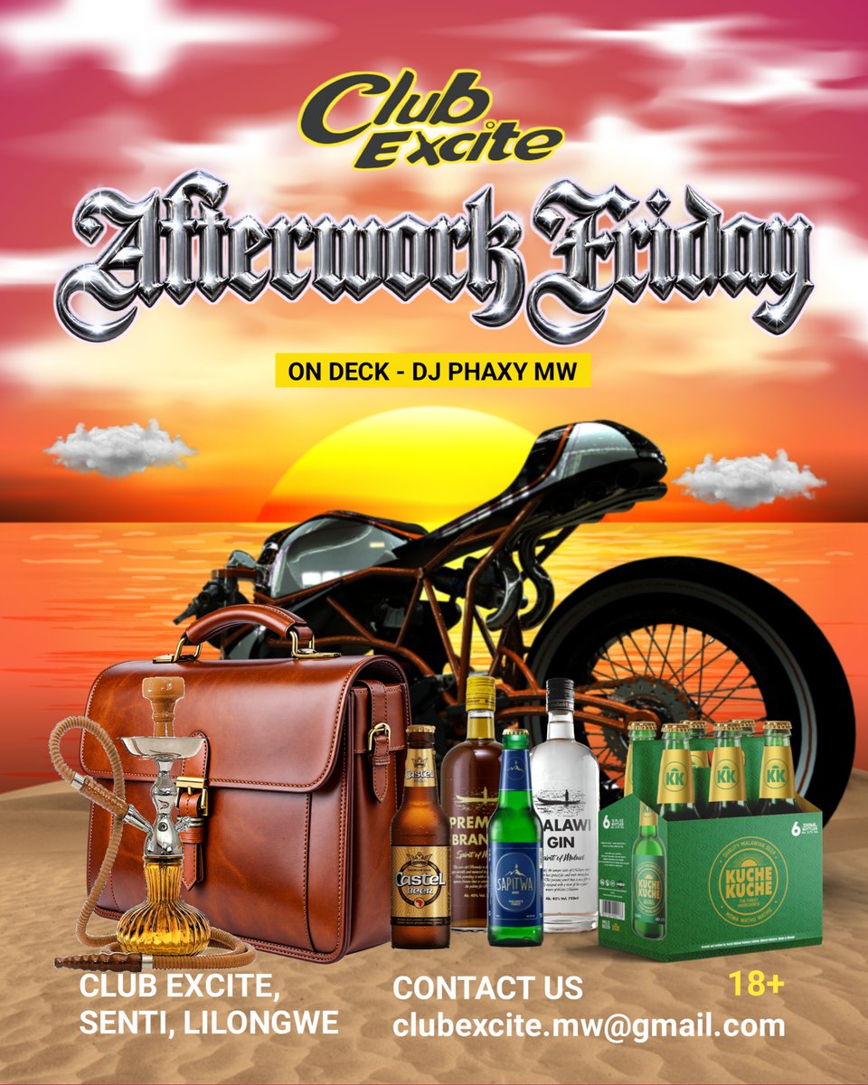 clubexcite265's tweet photo. WORK DONE.
FRIDAY MODE: ON!
Afterwork Friday at Club Excite
DJ Phaxy MW on deck!
Senti, Lilongwe
18+
Pull up!
#ClubExcite
#AfterworkFriday
#FridayVibes
#LilongweNightlife
#DJPhaxyMW https://t.co/o98lbx9vag