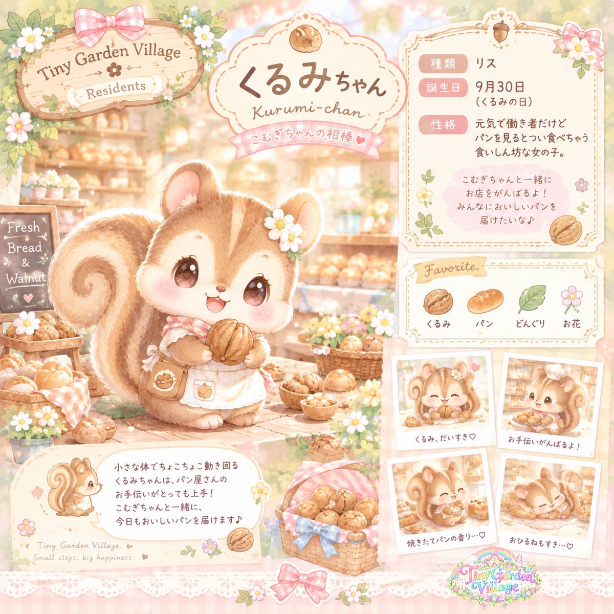 sTinyGardenV's tweet photo. 🥐こむぎの焼きたてパン工房🥐

焼きたてのパンと、こむぎちゃんの笑顔がいっぱいの小さなパン工房🍞✨

ふんわり甘い香りに誘われて、今日も村のみんながやってきます🌷

そして、こむぎちゃんのパンは
Le Chatにも並んでいます🐱🥖

🤍 Warm Bread, Warm Hearts 🤍

 #Tiny_GV  #キラパラ非公式 https://t.co/GnB9bXL6Hi