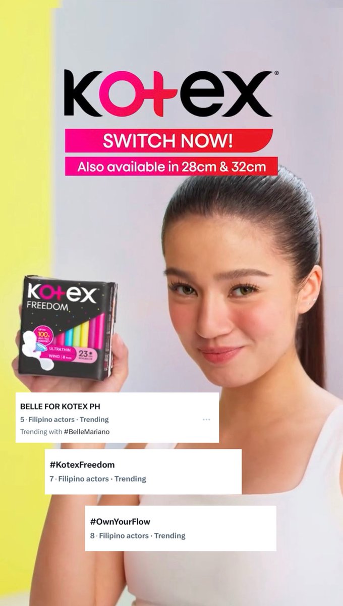 bellelieversofc's tweet photo. We’re currently trending at #5, #7, and #8 nationwide! 🔥

Let’s keep the momentum going and continue to spread the word! Keep posting, engaging, and using the tags:

BELLE FOR KOTEX PH
#BelleMariano #OwnYourFlow #KotexFreedom https://t.co/ZZz3EMjHJt