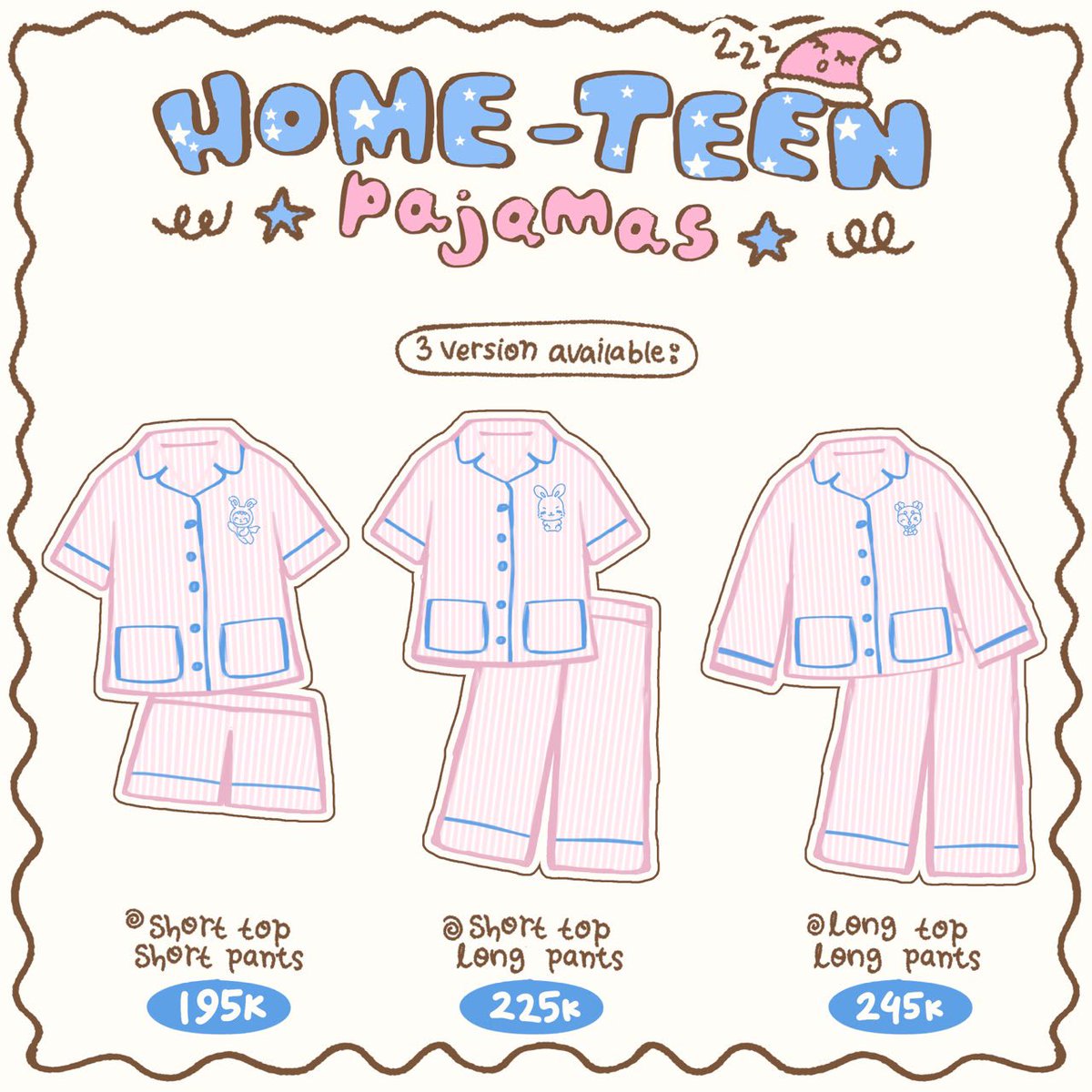 jajanbarengmj's tweet photo. Pre-Order Home-Teen Pajamas by JajanbarengMJ☁️

⌗ PO Period : until 05 October 2026.
⌗ Price 195.000 - 245.000
⌗ Available 3 Version / 13 Design
⌗ Order Link : https://t.co/EL2A0EZc0E

✈︎ WW GO feel free to DM

Don’t miss it ˙𐃷˙ https://t.co/jDajNg3V9D
