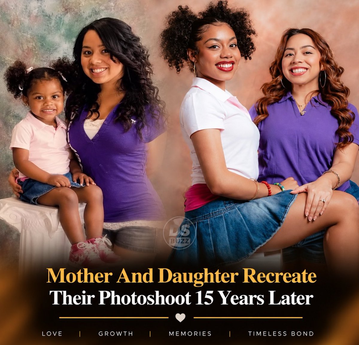 OfficalDSBuzz's tweet photo. Time may pass, but some bonds only grow stronger. ❤️

A mother and daughter recently recreated a special photoshoot 15 years later, and the results are absolutely beautiful. From the matching poses to the smiles, it’s a touching reminder of how quickly the years fly by. https://t.co/902Enkk8mw