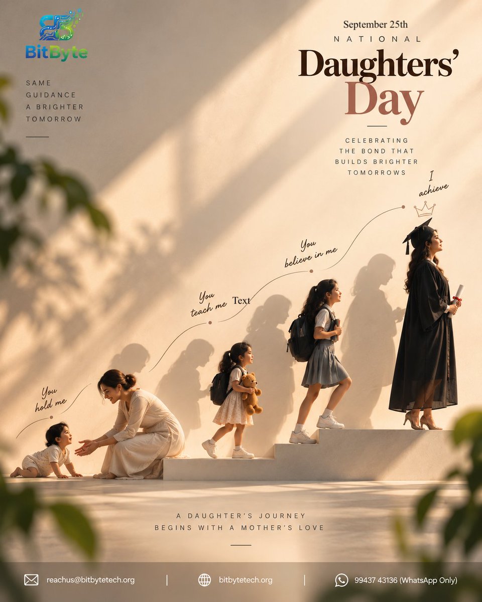 BitbyteReachus's tweet photo. Happy National Daughters’ Day.👩🦰🎉
#NationalDaughtersDay #DaughtersDay #WomenEmpowerment #WomenInLeadership
#SupportHer #InspireHer #FutureLeaders #bitbytetechnologies https://t.co/ubSxgAd1vo