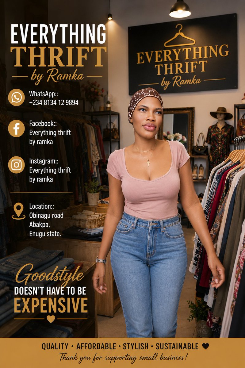 Armkalegit's tweet photo. Everything Thrift by Ramka🛍️
Brings you carefully selected, high-quality thrift fashion at affordable prices. We believe looking stylish doesn't have to be expensive. Our collection includes trendy dresses, tops, trousers, jeans, jackets for every occasion. https://t.co/lWuEx4ePl4