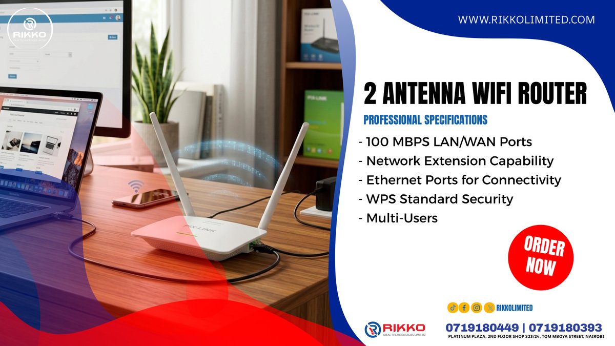 rikkolimited's tweet photo. Stronger signal, wider coverage, and zero buffering Boost your internet with the PIX-LINK 2-Antenna Wireless Router
#WiFiRouter #WirelessN #Router2Antennas #NetworkingHardware #HomeWiFi #OfficeNetwork #WiFiBooster https://t.co/gga4XzO97X