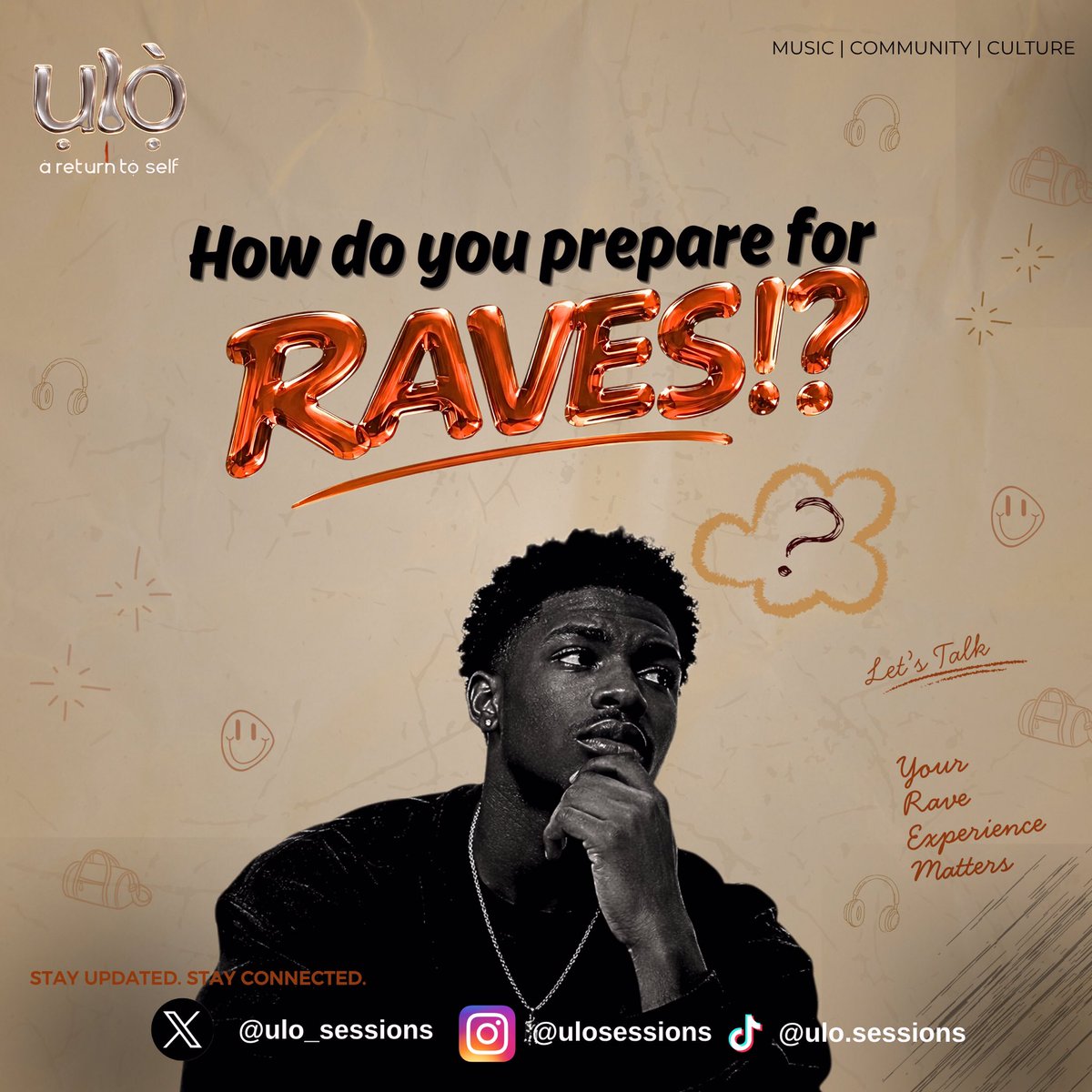 ulo_sessions's tweet photo. The fit. The squad. The playlist. A fully charged phone. Water.
Everybody has a pre-rave ritual π
Whatβs yours?
Tag your rave partner. π§‘
#uloSessions #RaveCulture #Owerri https://t.co/HECdn2IWnS