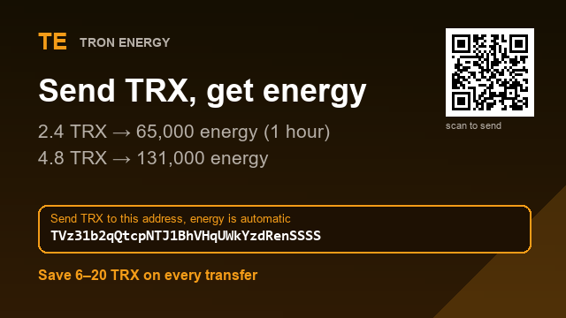 BrookR5m's tweet photo. Rent energy and stop burning TRX.

2.4 TRX → 65,000 energy
4.8 TRX → 131,000 energy

Address : TVz31b2qQtcpNTJ1BhVHqUWkYzdRenSSSS

No bot involved, just the address
#TRXtransfer #stablecoin https://t.co/696aFsms8z