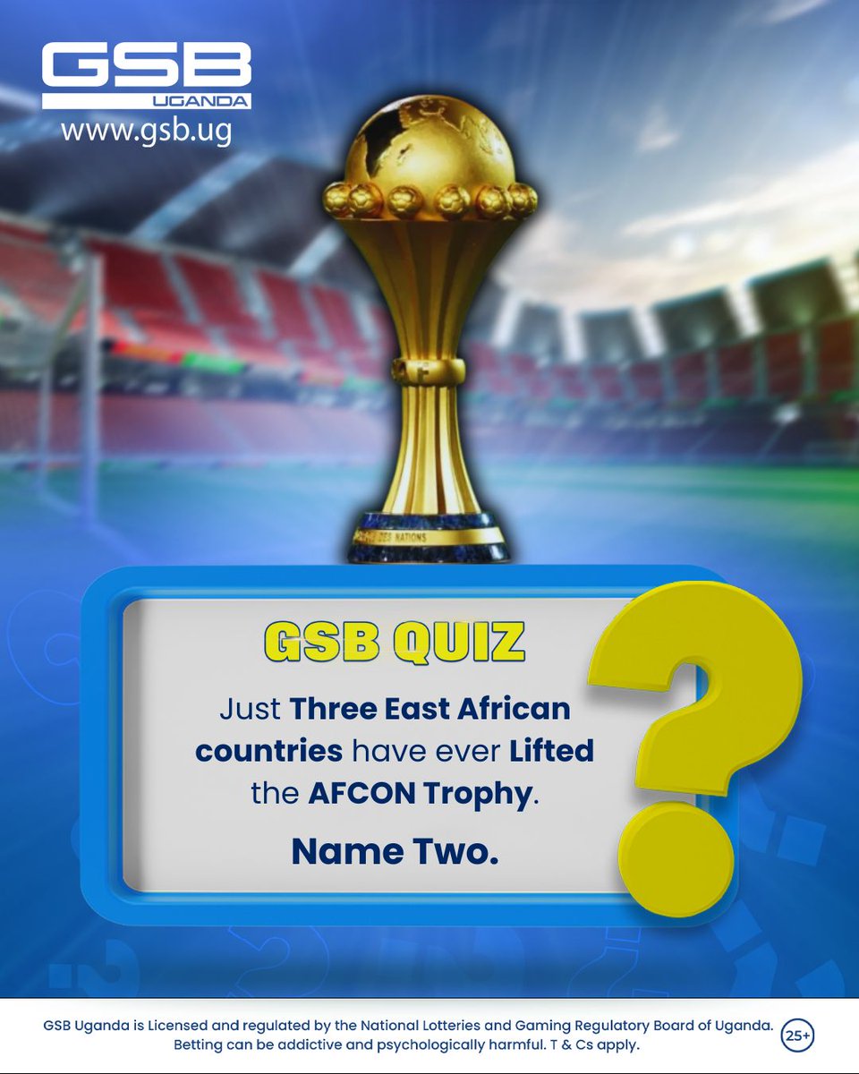 GSB_Uganda's tweet photo. 𝐆𝐒𝐁 𝐐𝐔𝐈𝐙:
Can you name just Two Nations? And we'll call it a Weekend. 
Over 𝟯𝟬 𝗹𝘂𝗰𝗸𝘆 𝗽𝘂𝗻𝘁𝗲𝗿𝘀 stand a chance of winning, with each receiving 𝟰,𝟬𝟬𝟬 𝗨𝗚𝗫 in Free Bets. Share, like, Tag Two Friends, and Comment with your GSB ID. Winners will be announced on Wednesday, 30 September.

#GSBUganda | #SportsBetting | #GSBQuiz | #GSBMoments | #GSBCompetitionMoments