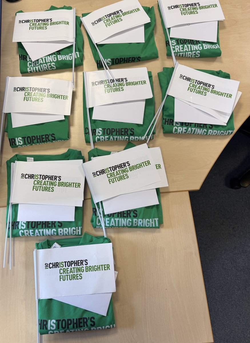 StChris1870's tweet photo. #TeamStChris @RoyalParksHalf runner packs are ready to be sent out to our team of fantastic runners! Cheer them on in their green t-shirts on race day, or support them here: https://t.co/4HX3rOoAu8 https://t.co/jfGLnW3TmT
