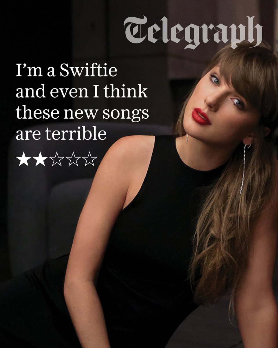 Telegraph's tweet photo. 'Taylor Swift has done what Swift does best: write a few more songs for a “deluxe” version and “surprise release” it, ready to win those same fans back'

'What she doesn’t seem to have realised is that the music must be good to do so – and the songs on The Life of a Showgirl: Encore Edition are just as derivative and flat as those that populated the original'

Read the full review from Poppie Platt 👇
https://t.co/CQ0iA4NrYZ
