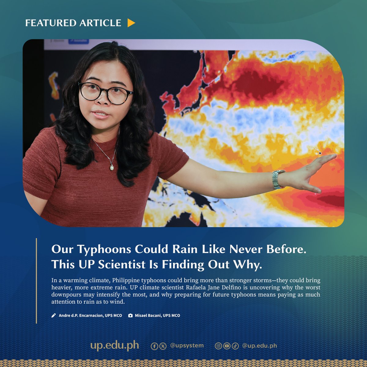 upsystem's tweet photo. Yolanda. Pablo. Ompong. We already know what these storms can do. But what happens when you add a warming climate to the mix?

Read how scientists are uncovering why our typhoons could rain like never before:  https://t.co/ZCUlq4PdTa https://t.co/WNbSPvYA0x