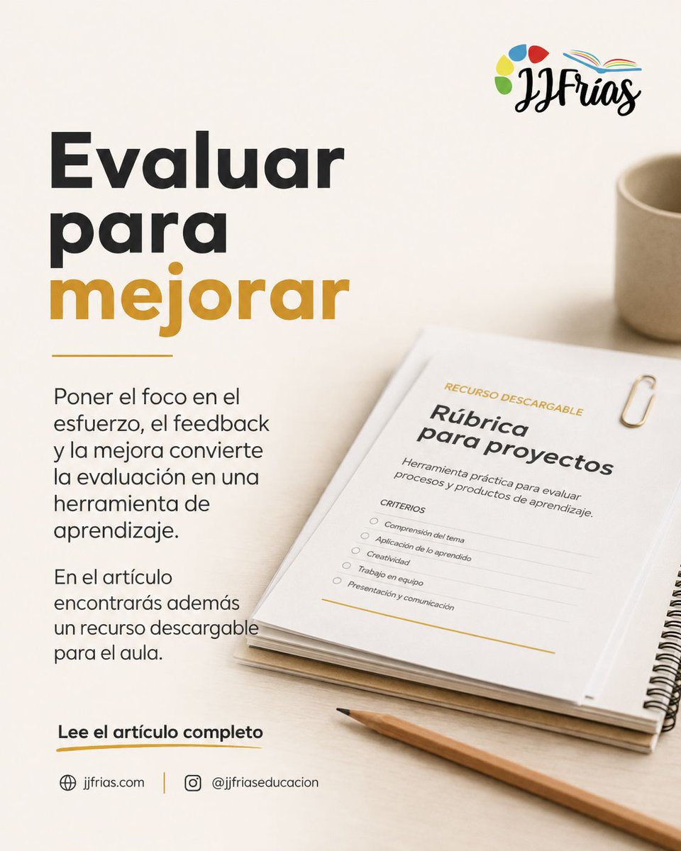 JAJFrias's tweet photo. Una evaluación puede hacer mucho más que poner una nota.
Puede ayudar al alumnado a comprender qué ha conseguido, qué necesita revisar y cuál puede ser su siguiente paso.

Evaluar también es enseñar a mejorar.

🔗 https://t.co/gI9A4vV5Yo

#EvaluaciónFormativa https://t.co/kXzG0PXmlP