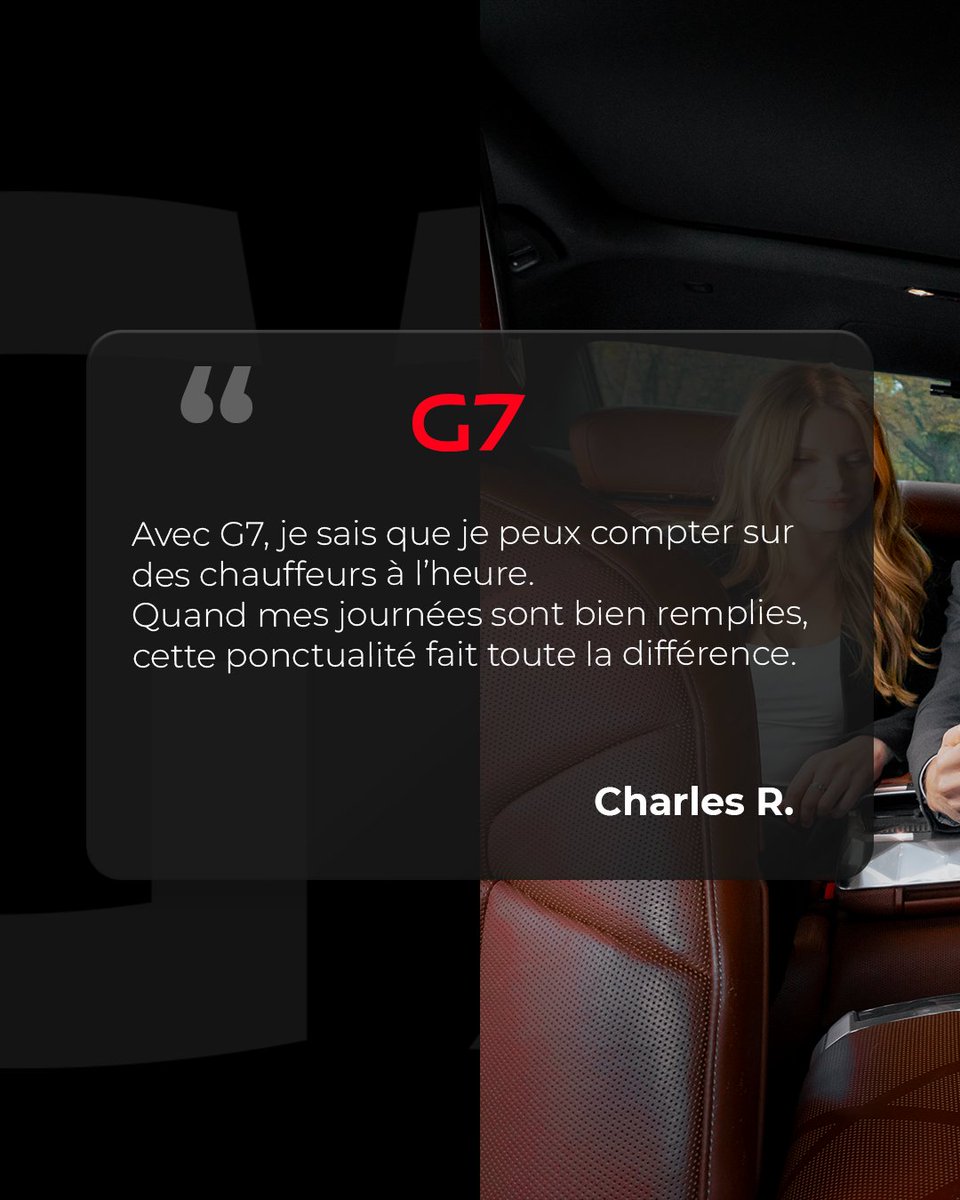 TAXISG7's tweet photo. La ponctualité ne devrait jamais être une option. ⏱️ 

Chez G7, nous mettons tout en œuvre pour vous accompagner à chaque étape de votre trajet, afin que vous puissiez arriver à l’heure à tous vos rendez-vous. 

#G7Taxis #G7Paris #Paris #Excellence https://t.co/3avPJzA60k