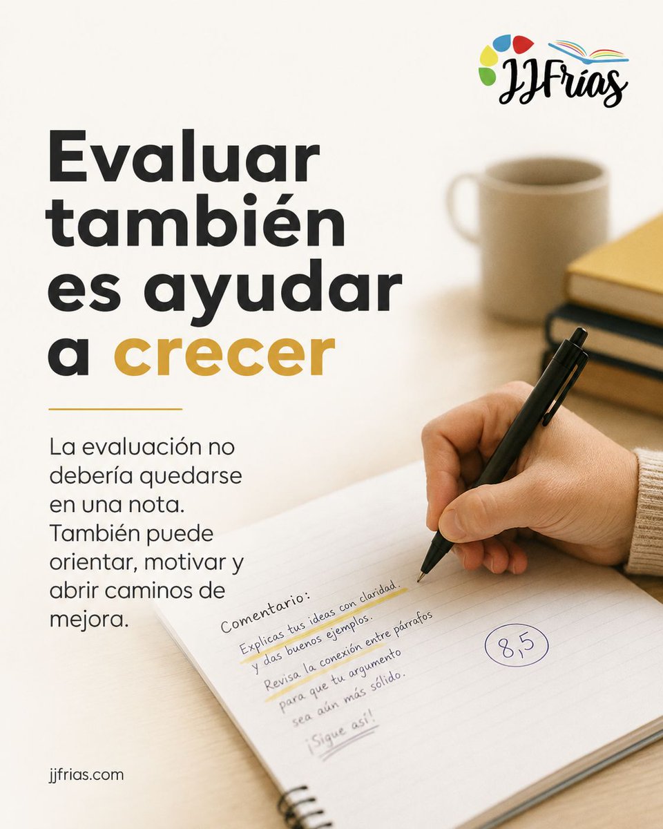 JAJFrias's tweet photo. Una evaluación puede hacer mucho más que poner una nota.
Puede ayudar al alumnado a comprender qué ha conseguido, qué necesita revisar y cuál puede ser su siguiente paso.

Evaluar también es enseñar a mejorar.

🔗 https://t.co/gI9A4vV5Yo

#EvaluaciónFormativa https://t.co/kXzG0PXmlP