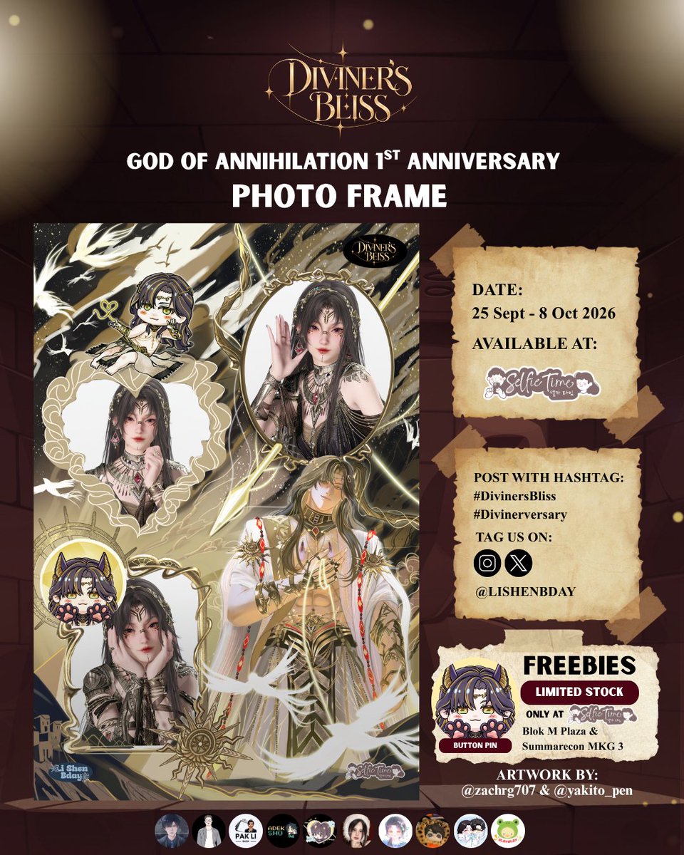 selfietimeid's tweet photo. Are you ready to celebrate Zayne’s God of Annihilation 1st Anniversary? ⚜️
Jangan lupa ajak bestie buat rayakan di Selfie Time yuk, ada frame fanbase spesial dari @zaynegoddess lho! 📸✨
🗓️ 25 Sep - 8 Okt 2026
📍 Semua store Selfie Time
#selfietimeid #Zayne #DivinersBliss #Divinerversary