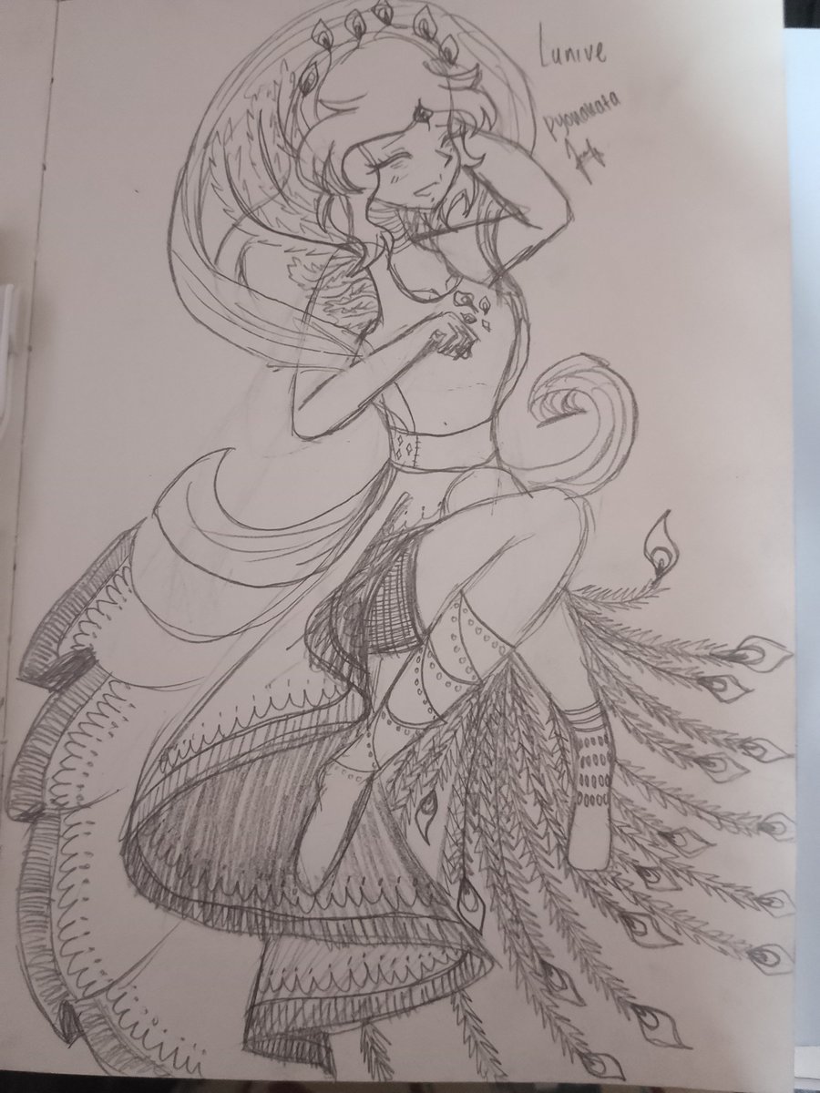 phypyonakata's tweet photo. 1 year of art progress! 🦚💜

Remodeled my peacock goddess, Lunive!
Left: 2026 | Right: 2025

#artgrowth #traditionalart #sketchbook https://t.co/FhO2W8XZVy