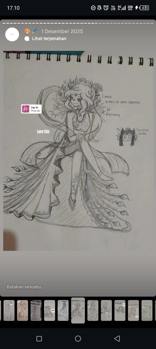 phypyonakata's tweet photo. 1 year of art progress! 🦚💜

Remodeled my peacock goddess, Lunive!
Left: 2026 | Right: 2025

#artgrowth #traditionalart #sketchbook https://t.co/FhO2W8XZVy