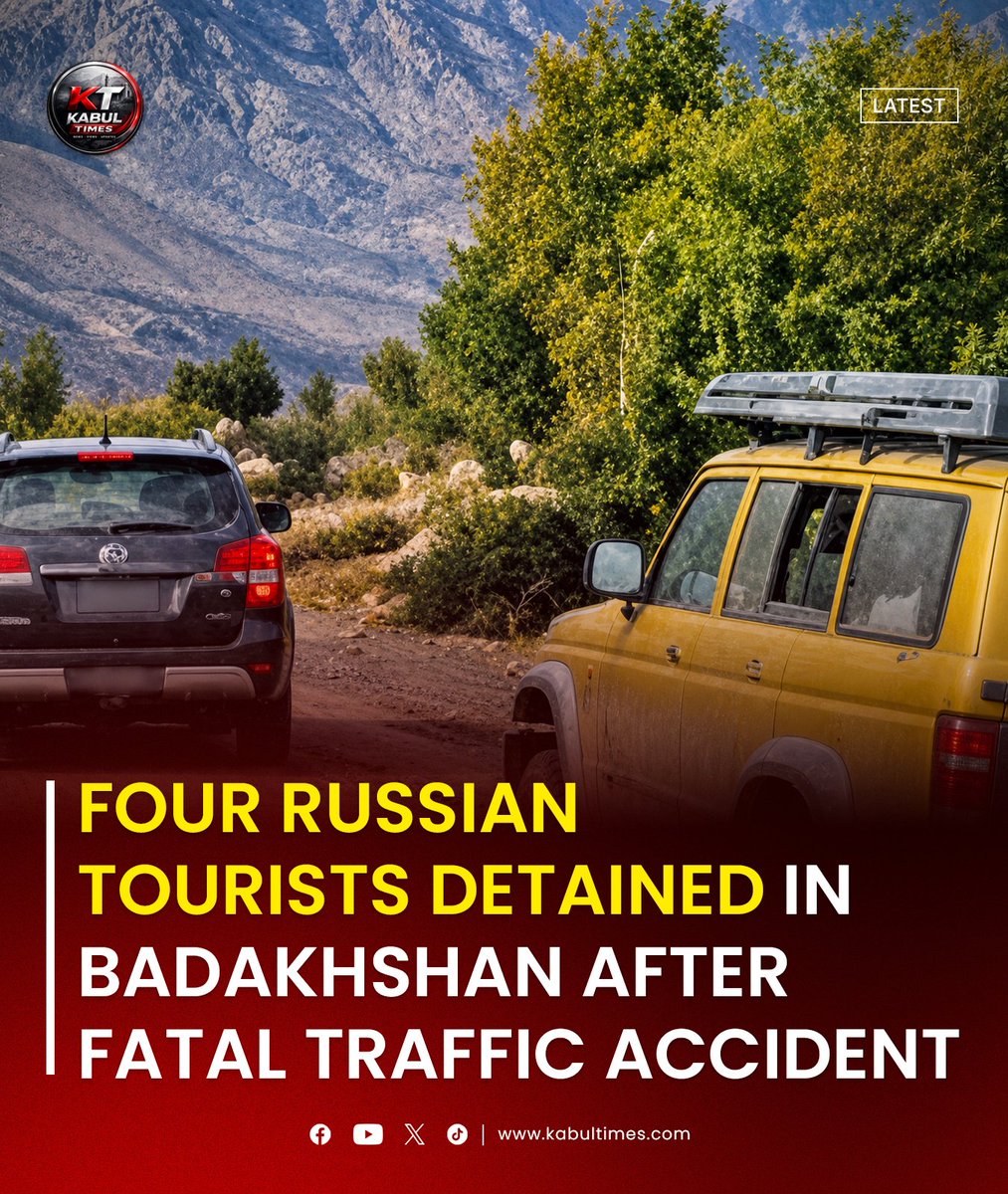 kabultimes01's tweet photo. Four Russian tourists, including a woman, have been detained in Badakhshan following a traffic accident that killed an Afghan motorcyclist. Taliban police officials confirmed the incident. https://t.co/u08FTEJ8aK