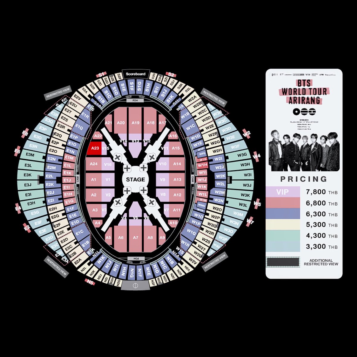 soyes3r's tweet photo. ♡ﾟปล่อยบัตรวันที่ 06.12
𓈒 โซน A23 ใกล้สเตจยื่น ♡ﾟ
     ⠀ 
  ⠀  ݁ 💭  𓈒8500 บาท𓈒
⠀ นัดรับห้วยขวาง เซ็นลาด
    ⠀ 
#BTS_WORLDTOUR_BANGKOK #BTS_WORLDTOUR_ARIRANG_BANGKOK https://t.co/ELZFscftBE