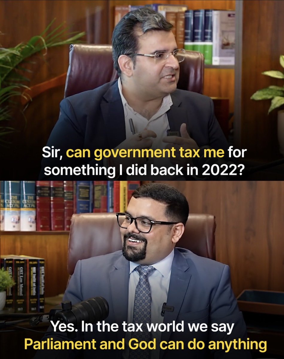 ashwaryasharma's tweet photo. Parliament and God can do anything.
Can the government tax you today for something you did back in 2022?

Well... the answer might surprise you. 
The tax world has rules, exceptions, and a LOT of fine print.

Would you be okay with the government taxing you years later?

#tax https://t.co/wQg51Oyf2N