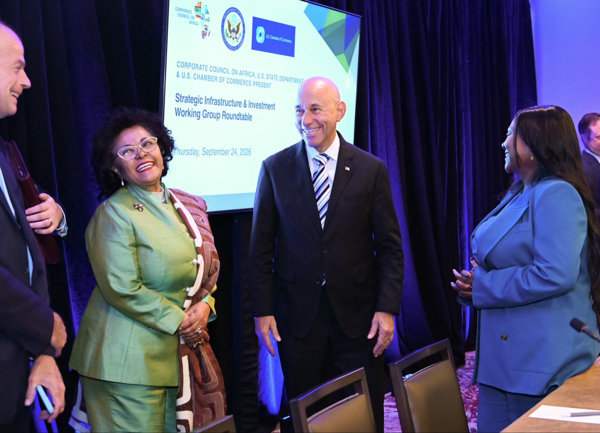 AfricaMediaHub's tweet photo. On the sidelines of #UNGA81, Assistant Secretary Frank Garcia joined a roundtable of the U.S.-AU Strategic Infrastructure and Investment Working Group to discuss how the United States and African Union can advance high-quality infrastructure projects that align with African priorities and create opportunities for U.S. businesses.